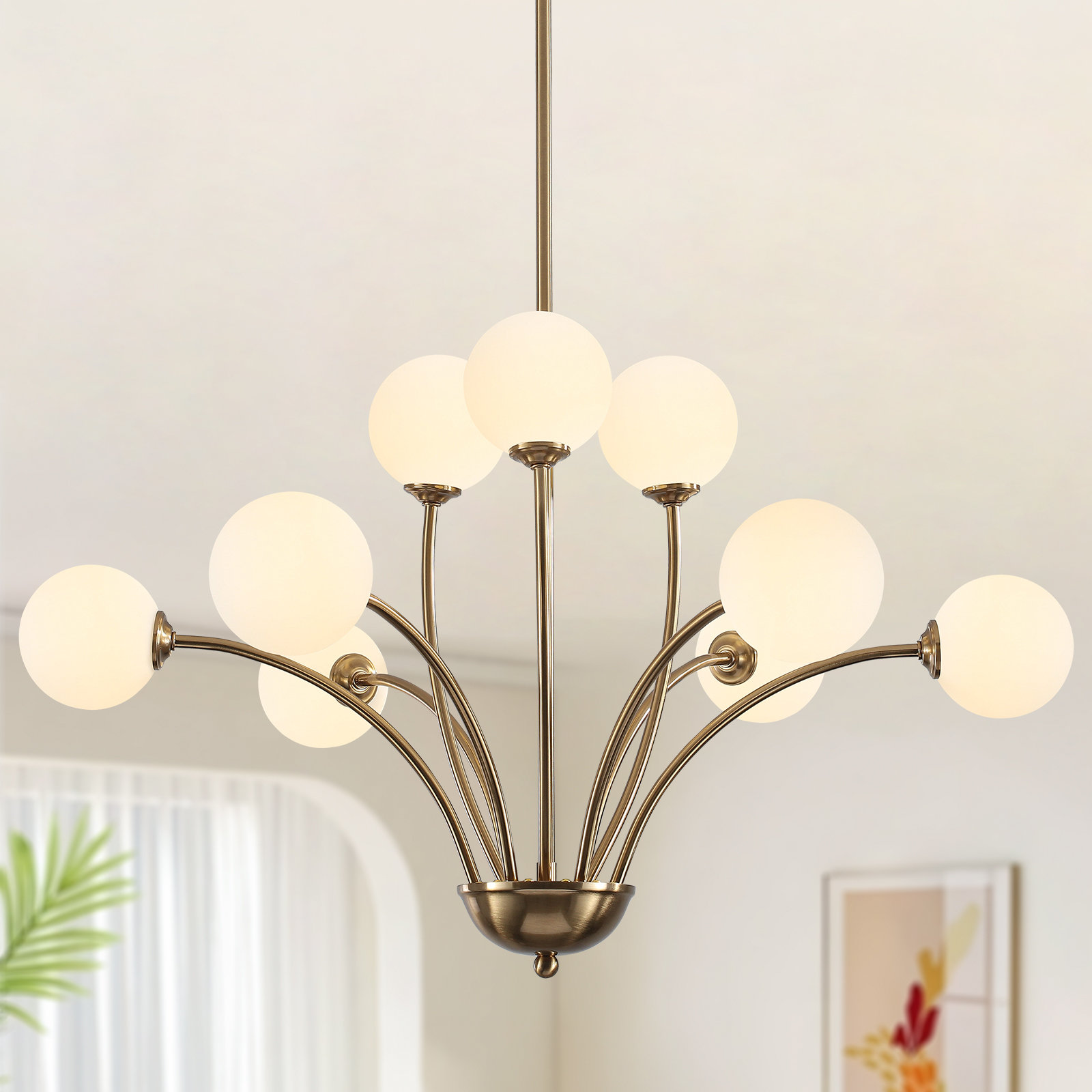 George Oliver 9-Light 29.7"In. Modern Sputnik Glass Glob…